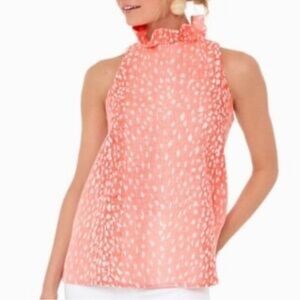 Tuckernuck Coral White Peach Sleeveless Blouse